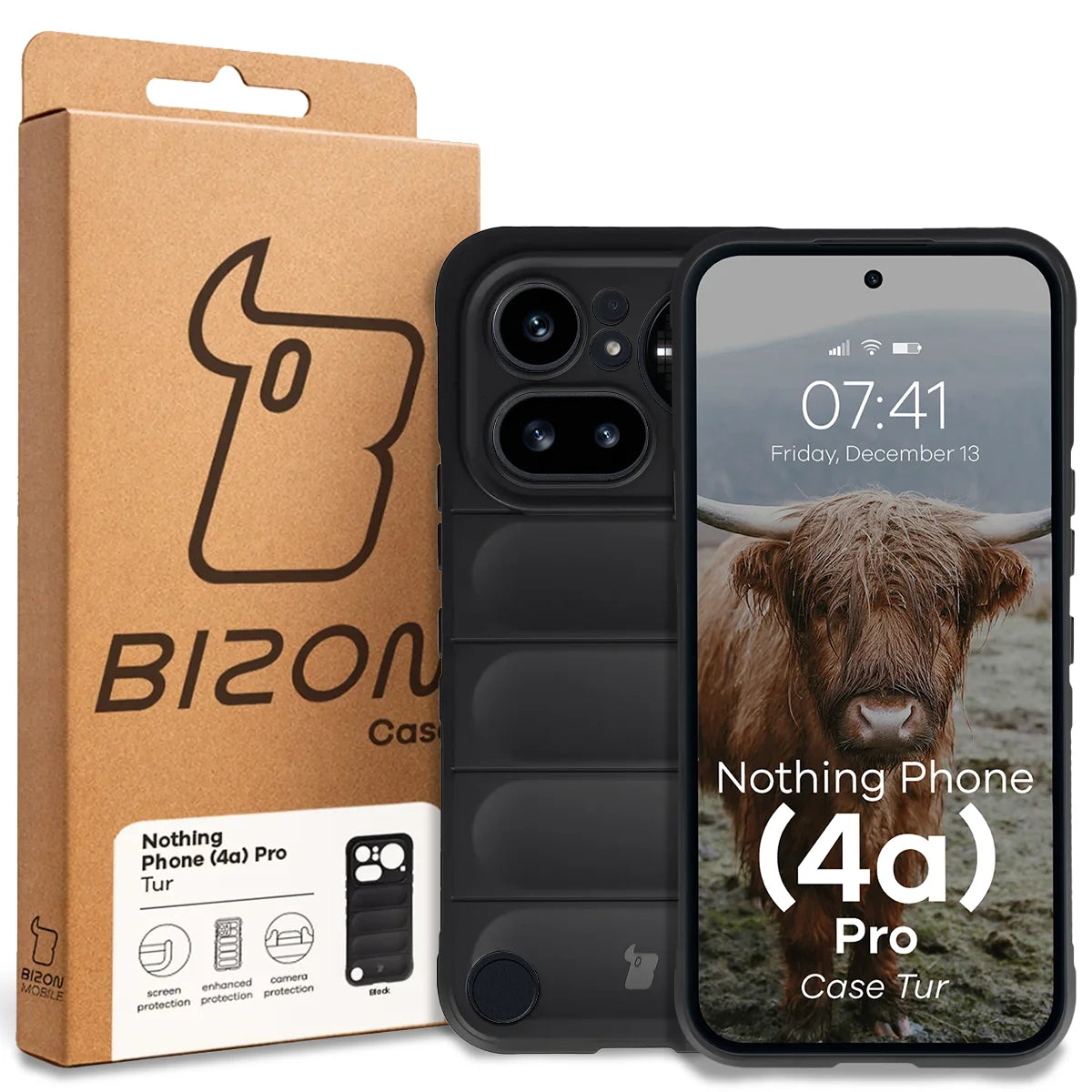 Robuste Handyhülle für Nothing Phone (4a) Pro, Bizon Case Tur, Schwarz