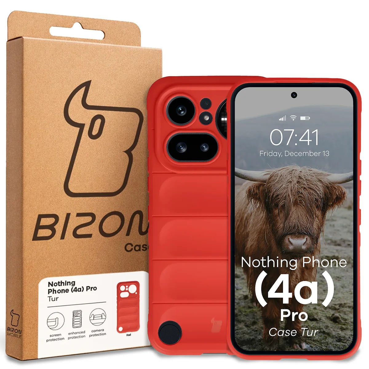 Robuste Handyhülle für Nothing Phone (4a) Pro, Bizon Case Tur, Rot