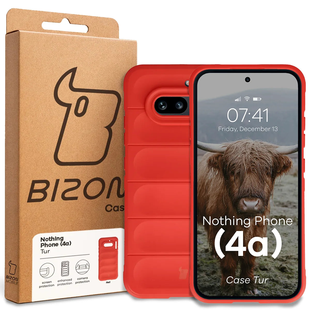 Robuste Handyhülle für Nothing Phone (4a), Bizon Case Tur, Rot