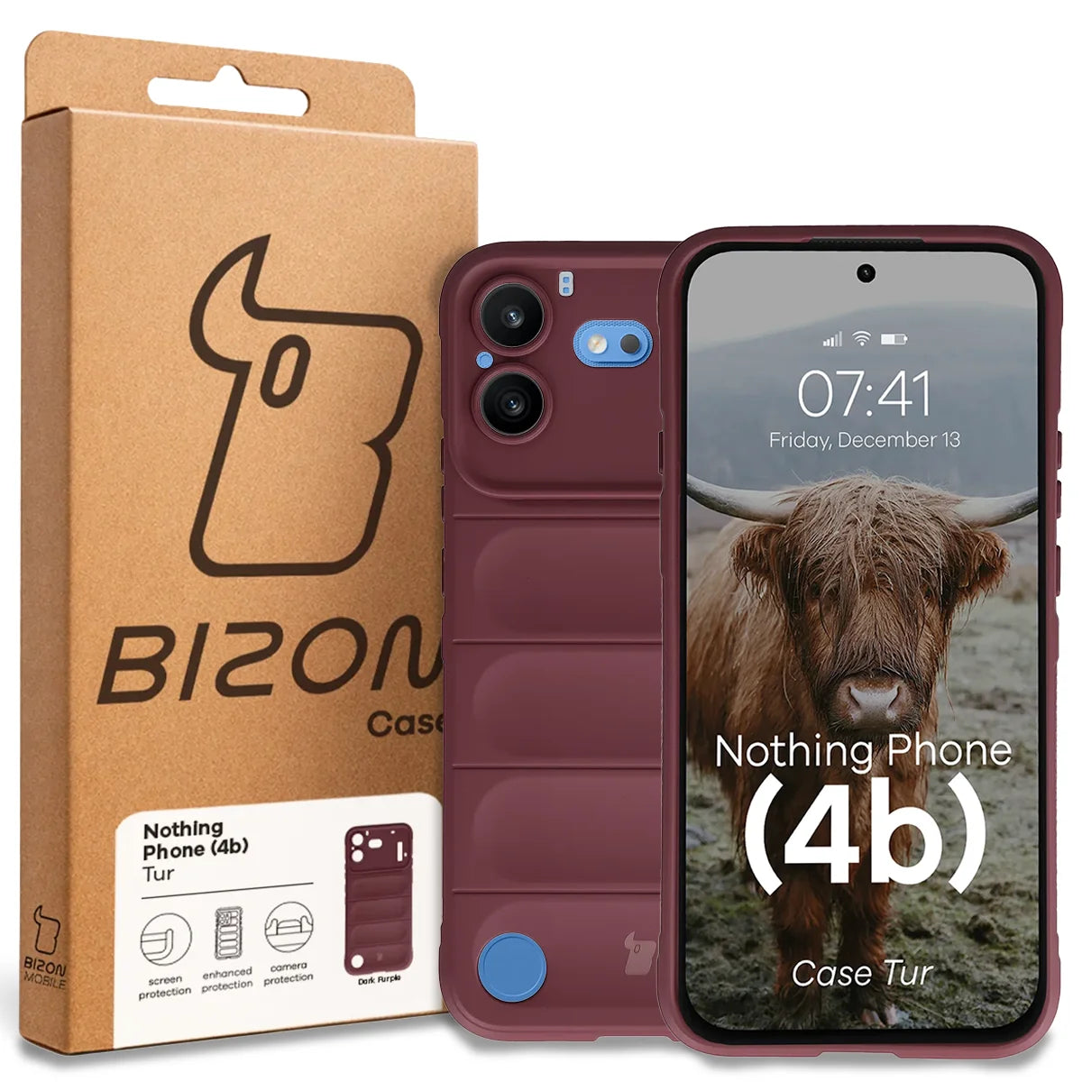 Robuste Handyhülle für Nothing Phone (4b), Bizon Case Tur, Burgunderrot (8/8)