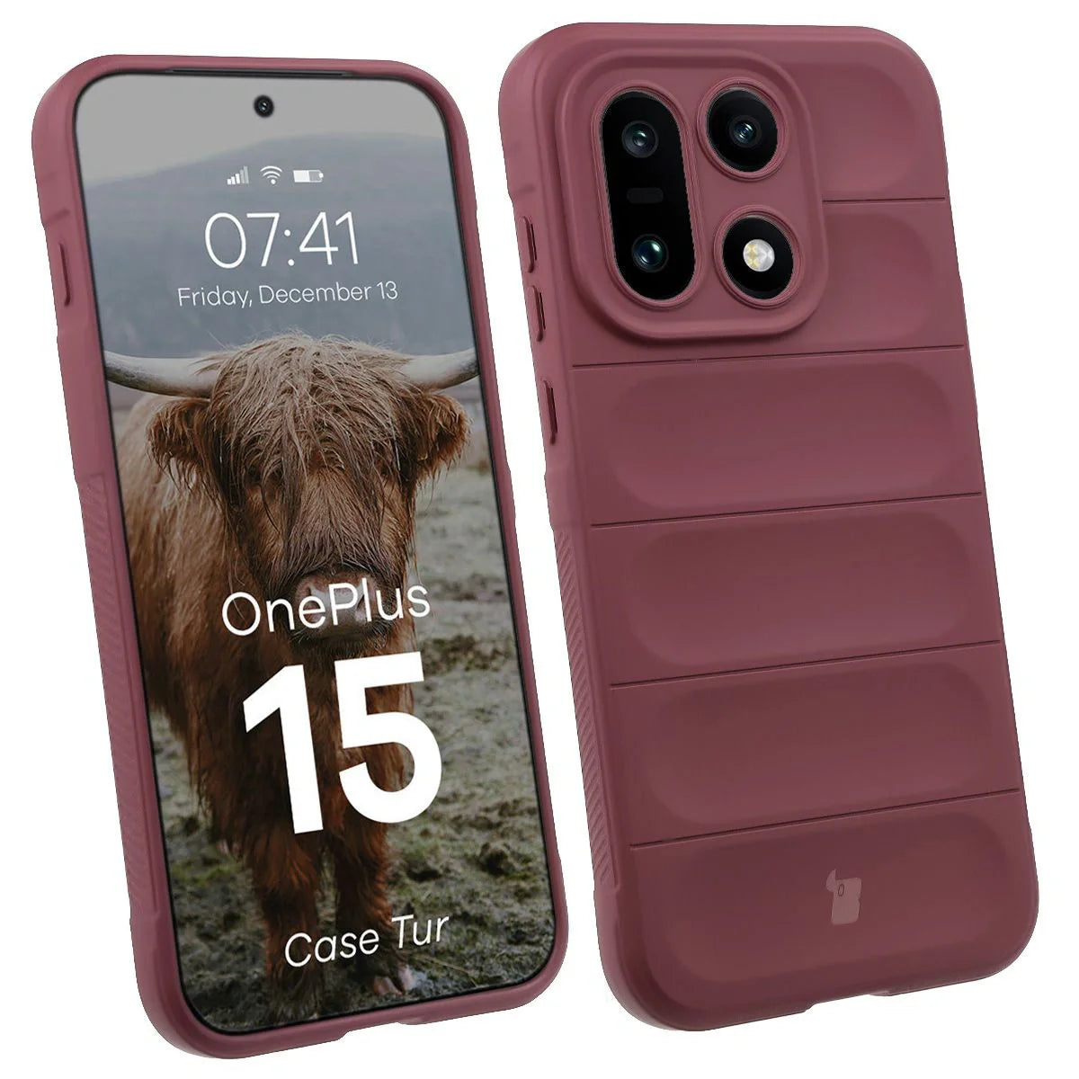 Robuste Handyhülle für OnePlus 15, Bizon Case Tur, Burgunderrot
