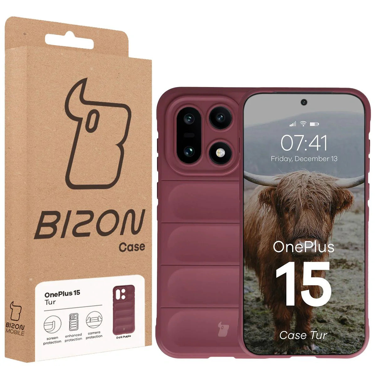 Robuste Handyhülle für OnePlus 15, Bizon Case Tur, Burgunderrot