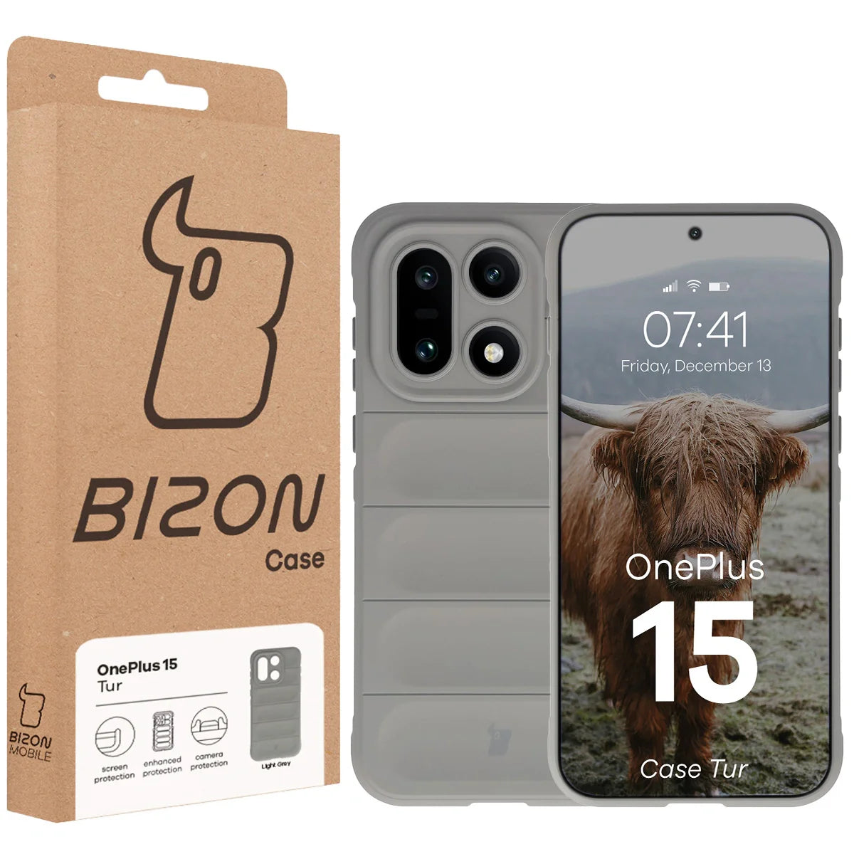Robuste Handyhülle für OnePlus 15, Bizon Case Tur, Hellgrau