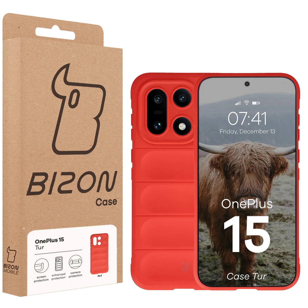 Robuste Handyhülle für OnePlus 15, Bizon Case Tur, Rot