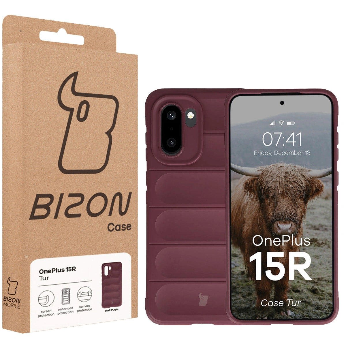 Robuste Handyhülle für OnePlus 15R, Bizon Case Tur, Burgunderrot