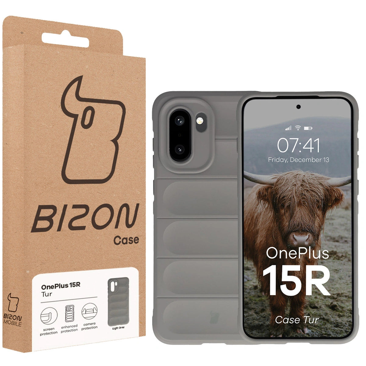 Robuste Handyhülle für OnePlus 15R, Bizon Case Tur, Hellgrau