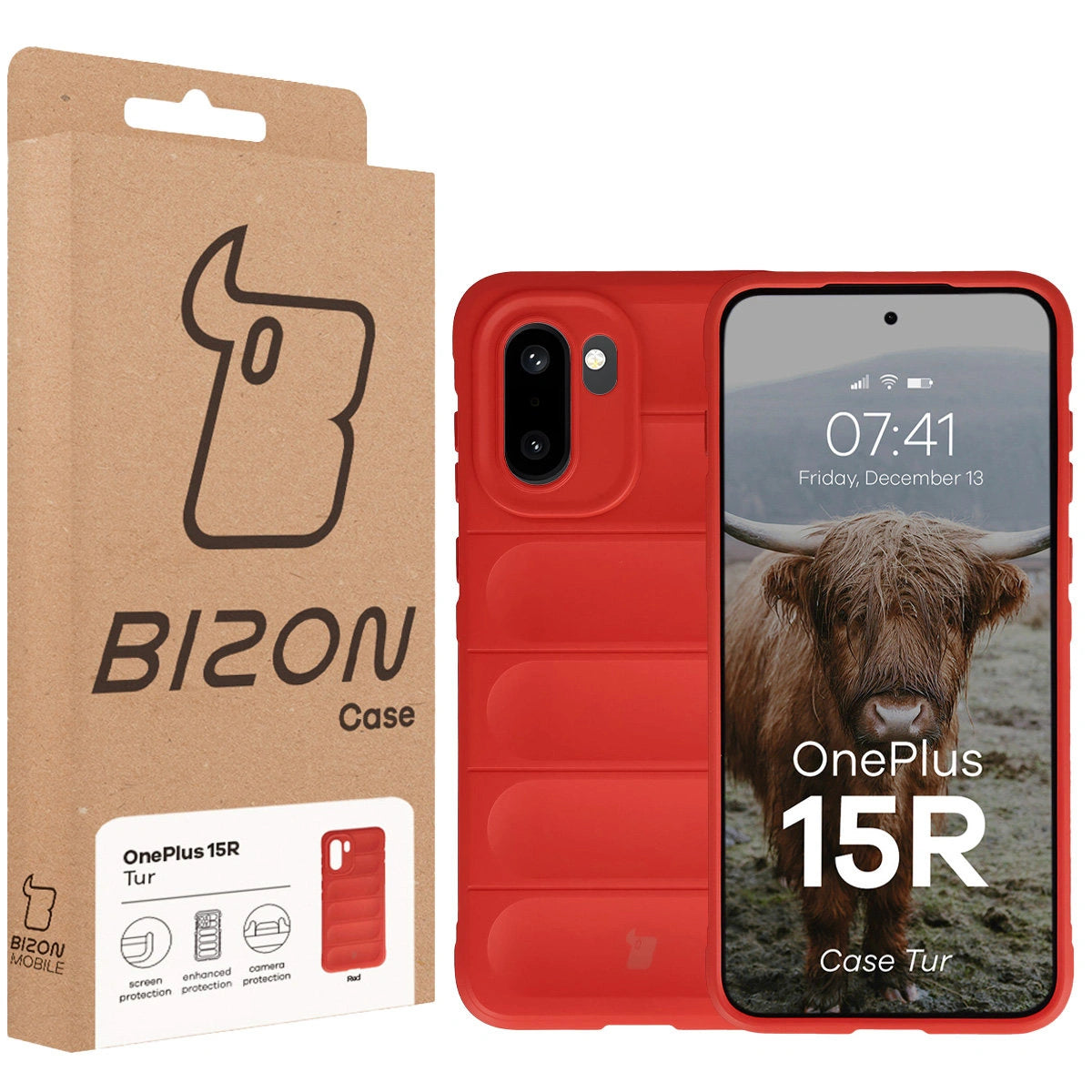 Robuste Handyhülle für OnePlus 15R, Bizon Case Tur, Rot