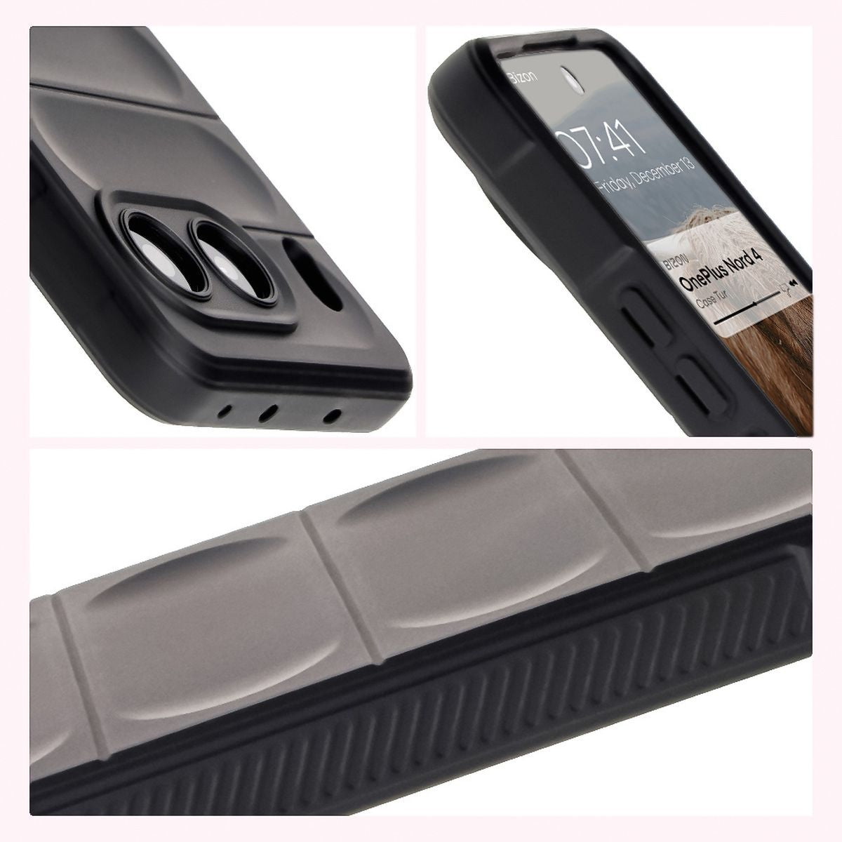 Robuste Handyhülle für OnePlus Nord 4, Bizon Case Tur, Schwarz