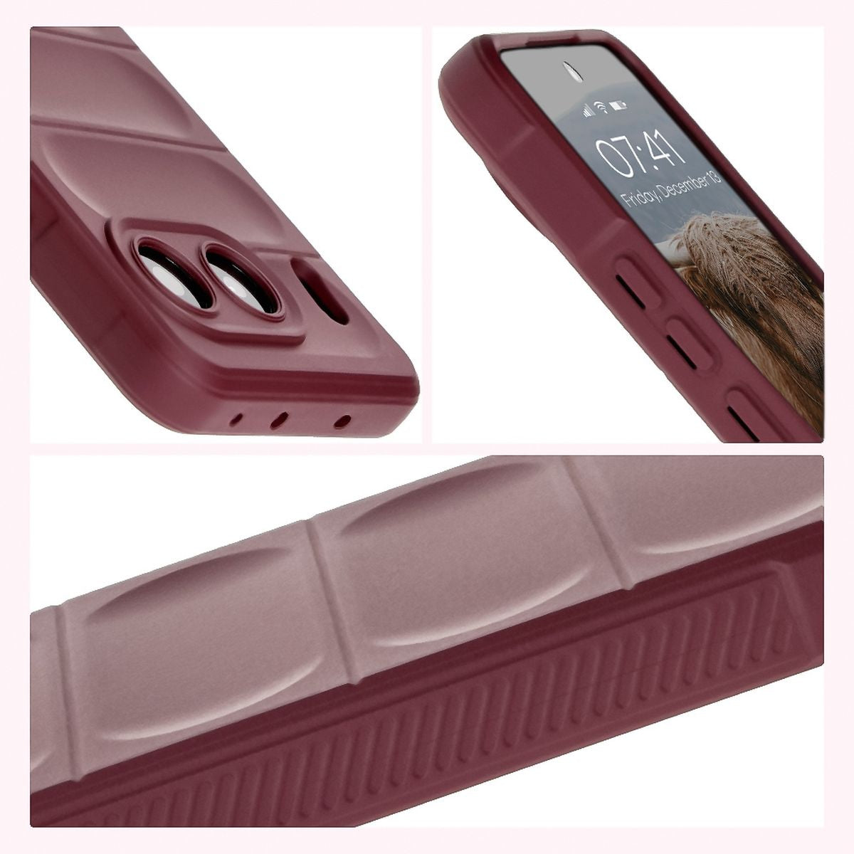 Robuste Handyhülle für OnePlus Nord 4, Bizon Case Tur, Burgunderrot