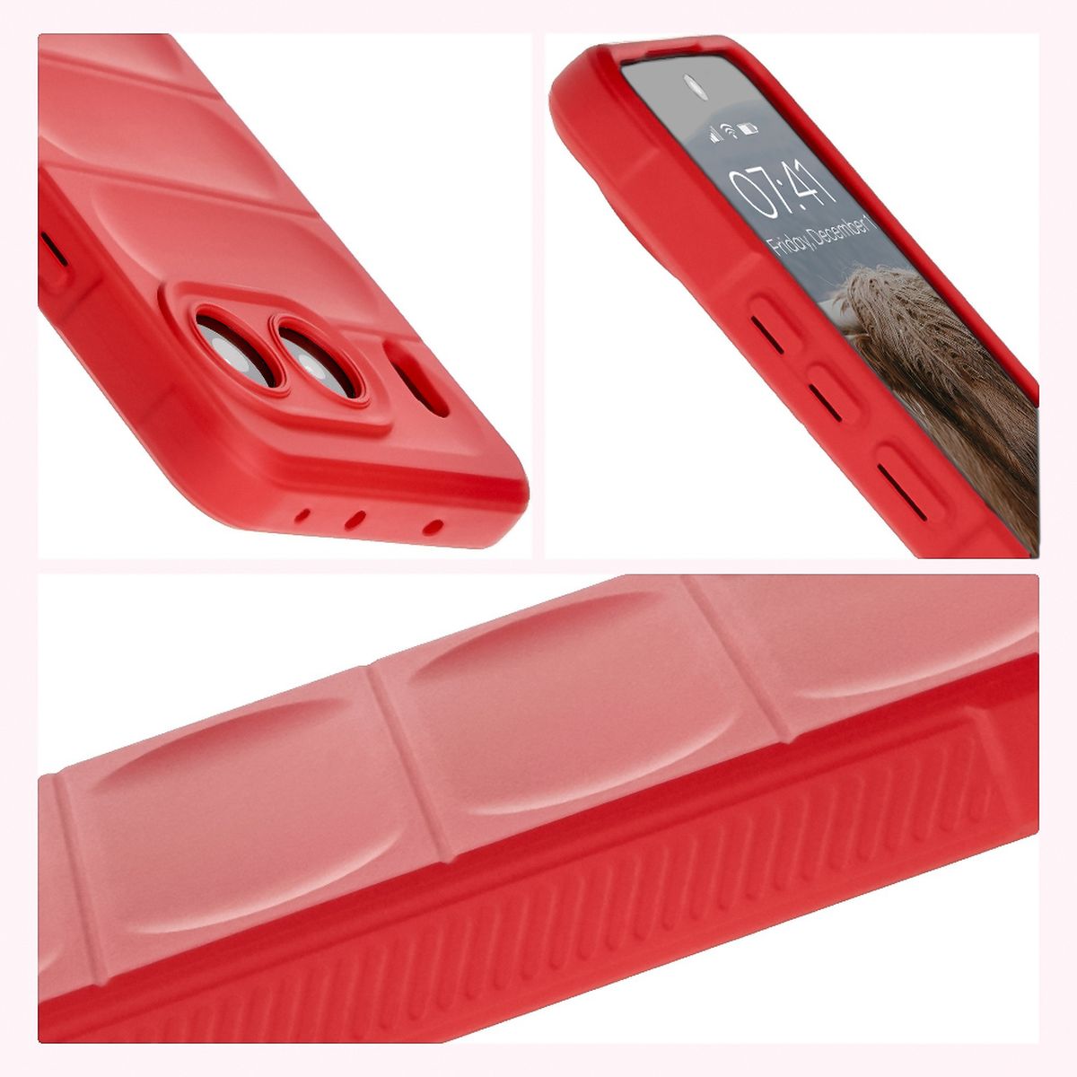 Robuste Handyhülle für OnePlus Nord 4, Bizon Case Tur, Rot