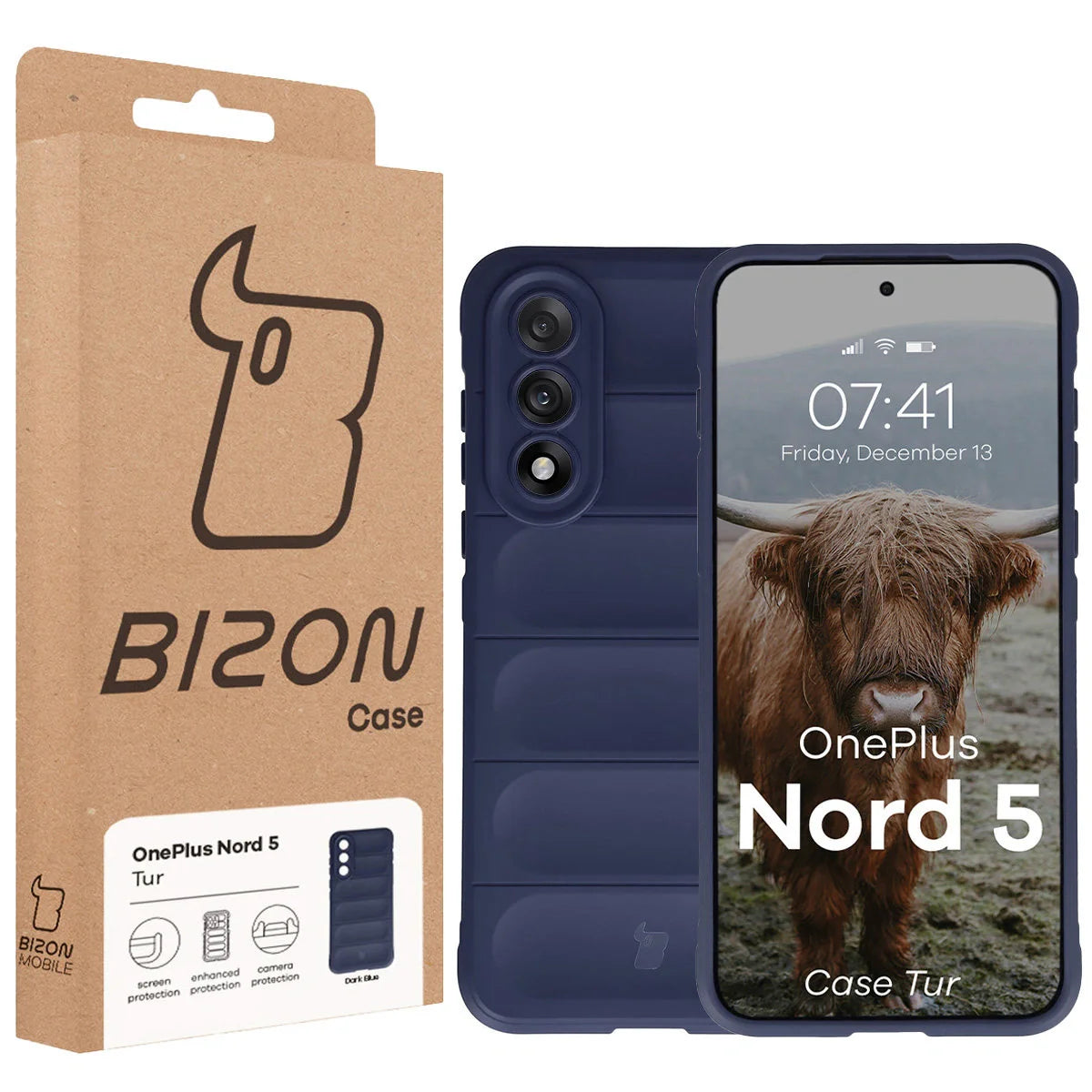Robuste Handyhülle für OnePlus Nord 5, Bizon Case Tur, Dunkelblau