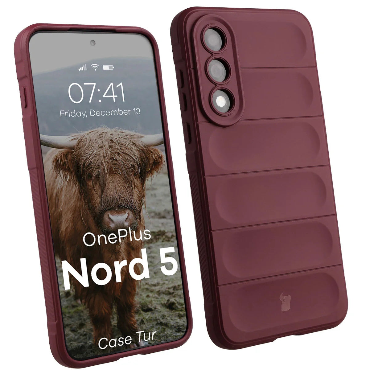 Robuste Handyhülle für OnePlus Nord 5, Bizon Case Tur, Burgunderrot