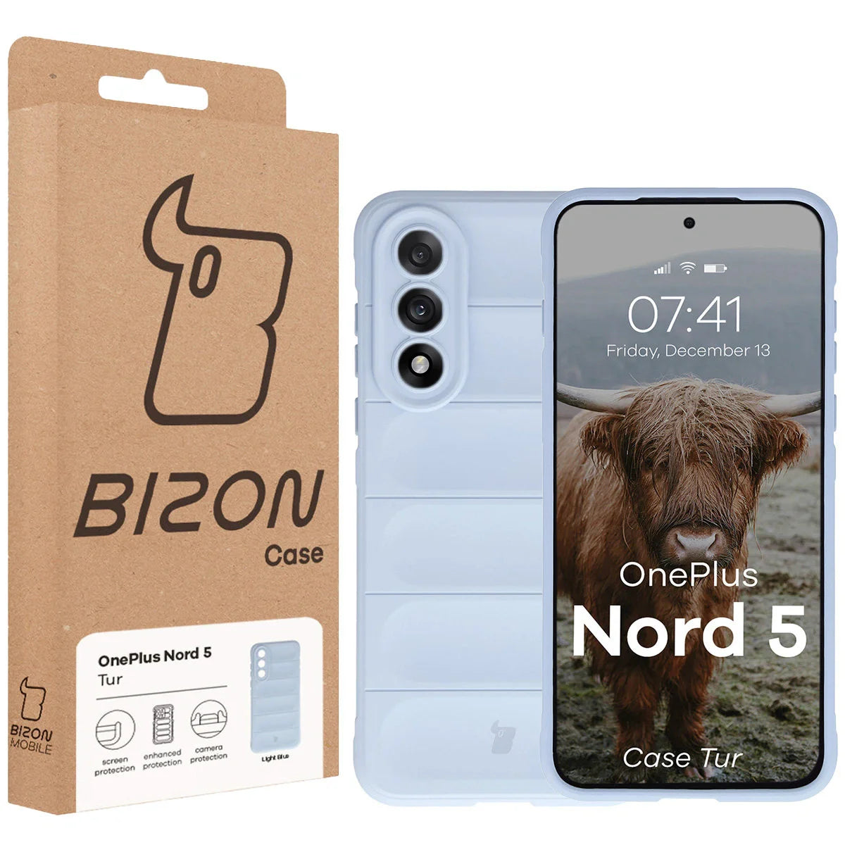 Robuste Handyhülle für OnePlus Nord 5, Bizon Case Tur, Hellblau