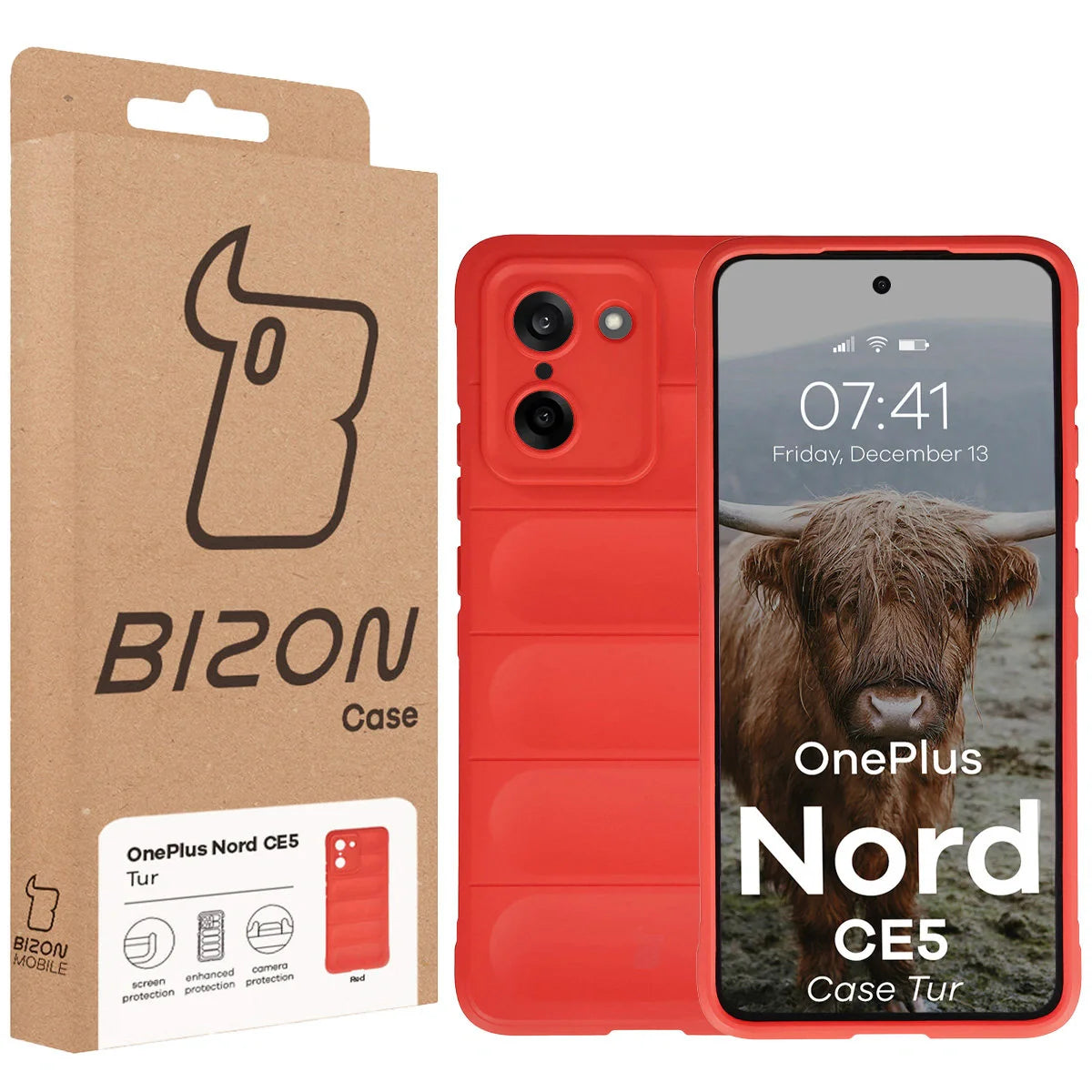 Robuste Handyhülle für OnePlus Nord CE5 5G, Bizon Case Tur, Rot