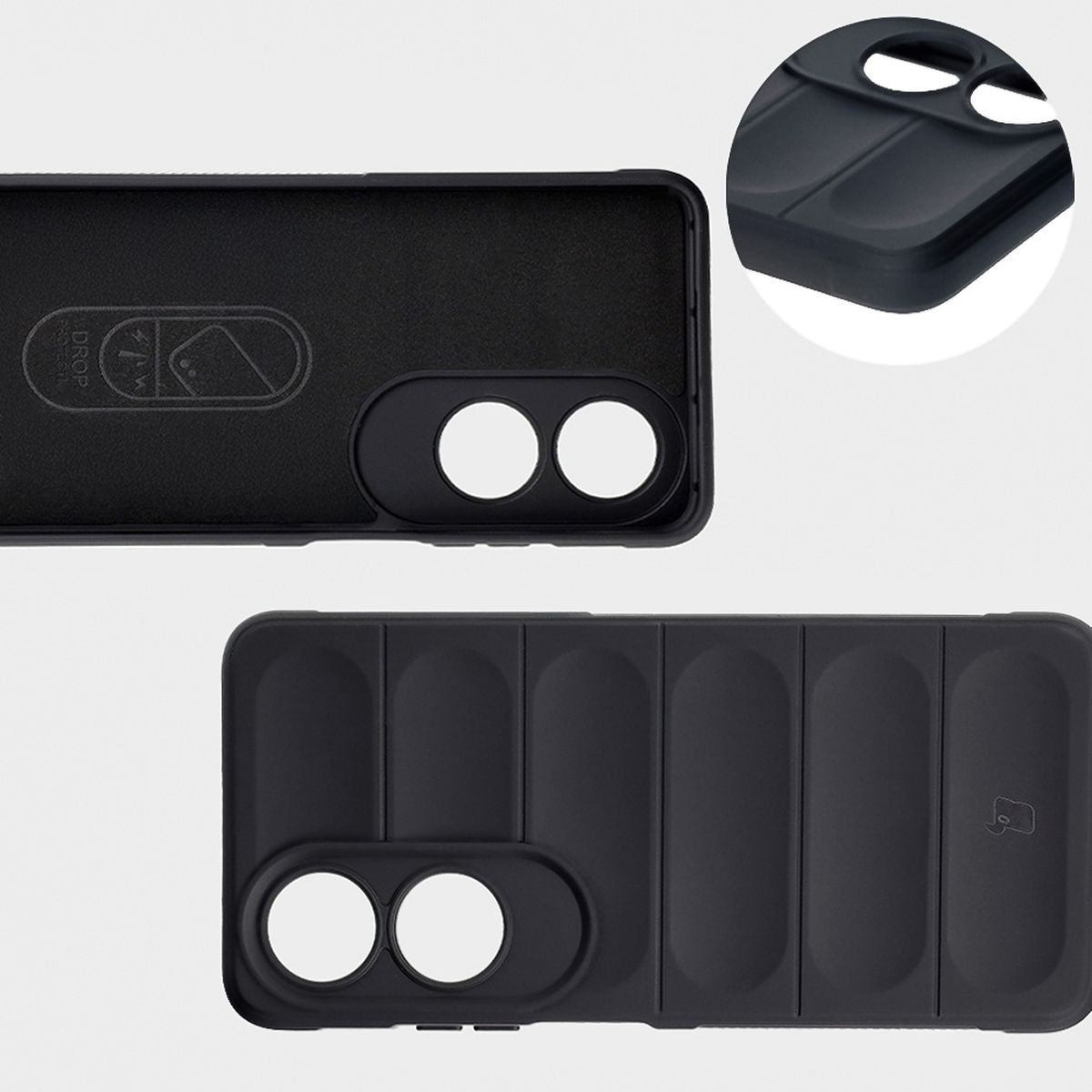 Robuste Handyhülle für Oppo A60 4G, Bizon Case Tur, Schwarz