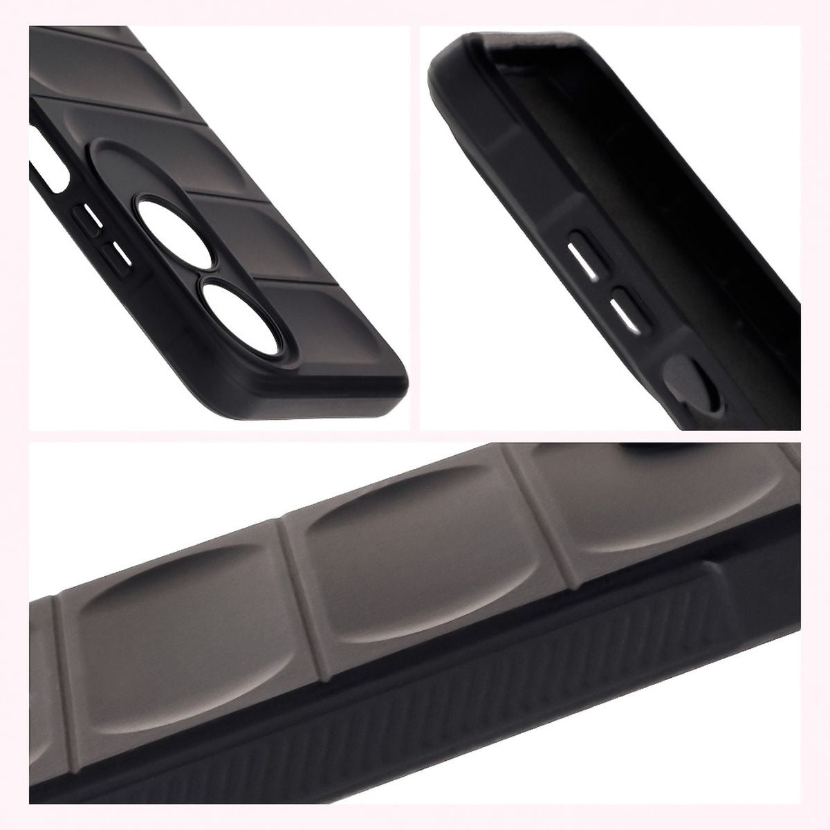 Robuste Handyhülle für Oppo A60 4G, Bizon Case Tur, Schwarz