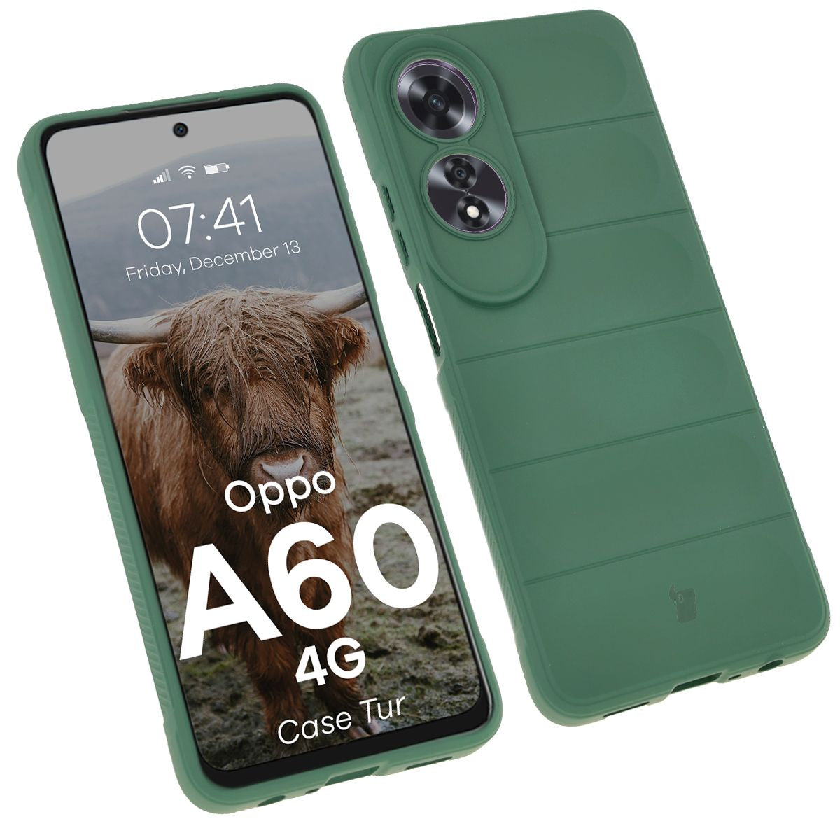 Robuste Handyhülle für Oppo A60 4G, Bizon Case Tur, Dunkelgrün