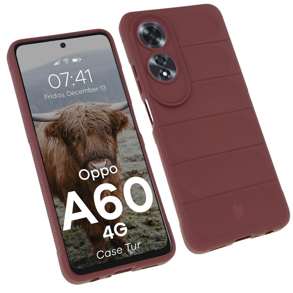 Robuste Handyhülle für Oppo A60 4G, Bizon Case Tur, Burgunderrot