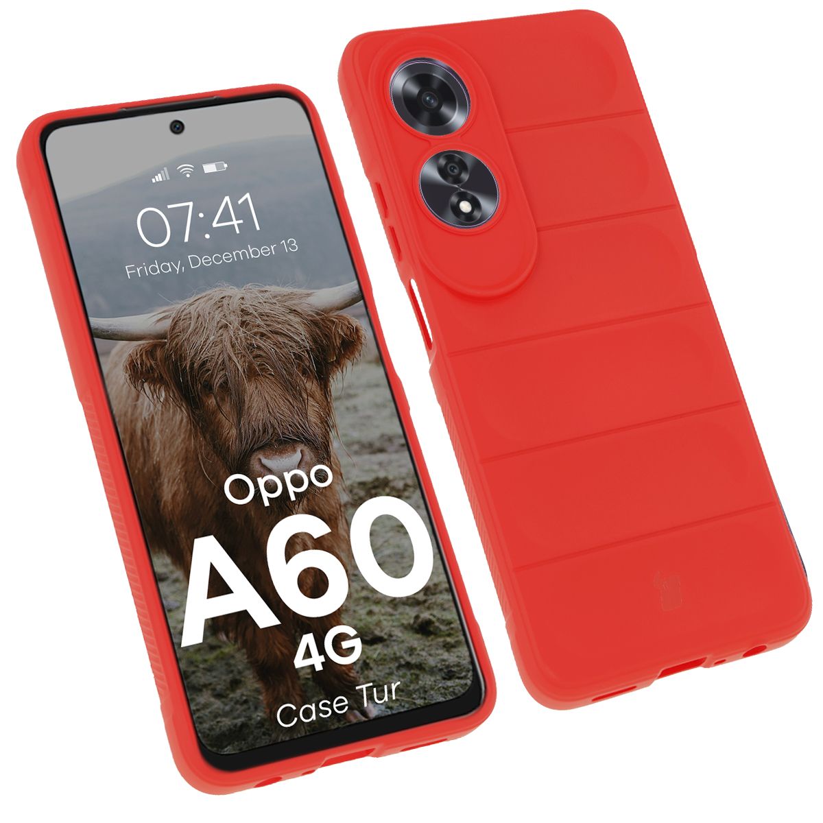 Robuste Handyhülle für Oppo A60 4G, Bizon Case Tur, Rot