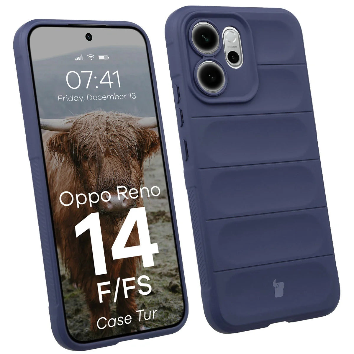 Robuste Handyhülle für Oppo Reno 14 F / 14 FS, Bizon Case Tur, Dunkelblau