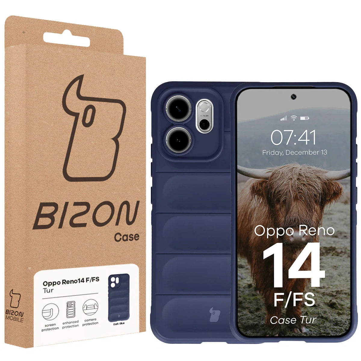 Robuste Handyhülle für Oppo Reno 14 F / 14 FS, Bizon Case Tur, Dunkelblau