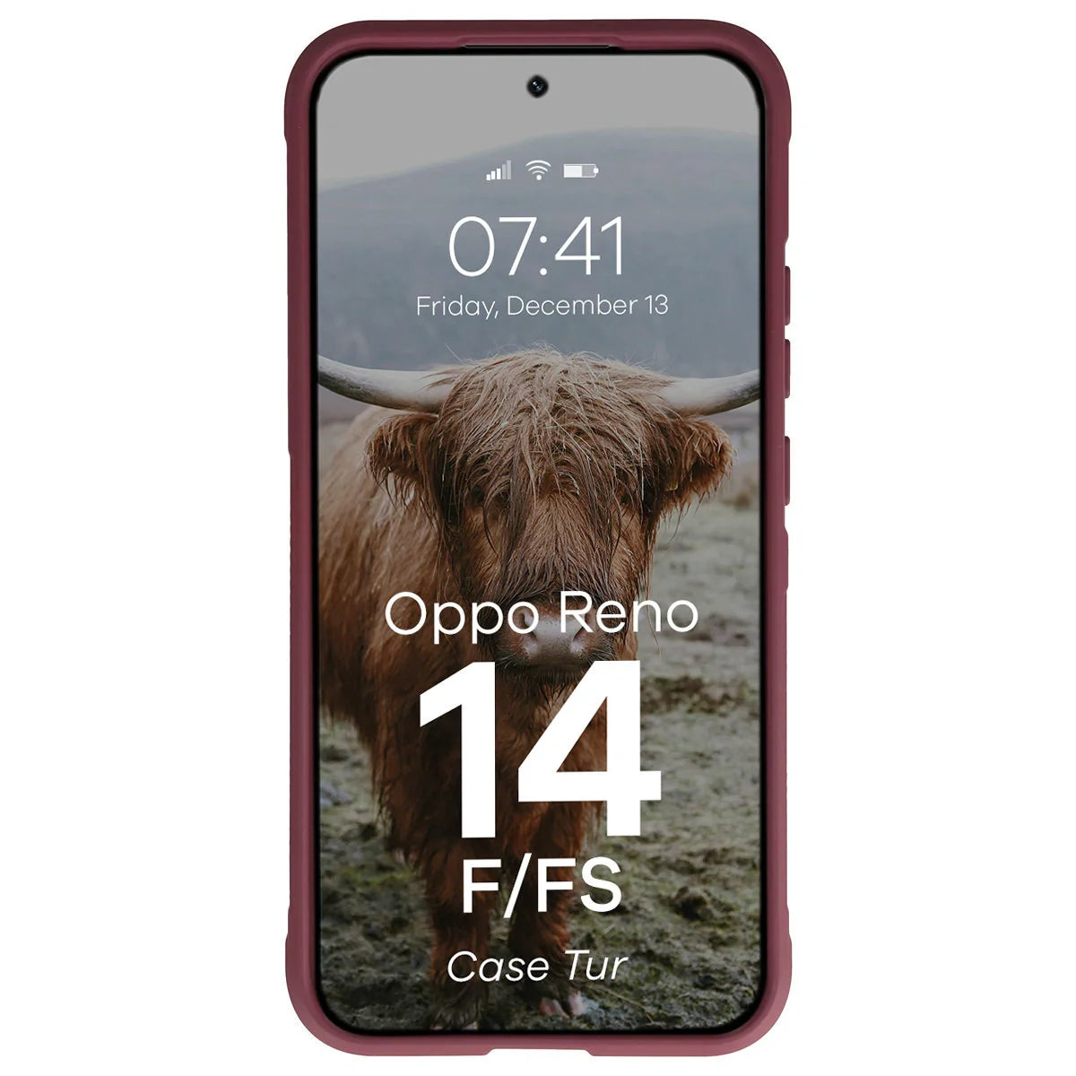 Robuste Handyhülle für Oppo Reno 14 F / 14 FS, Bizon Case Tur, Burgunderrot