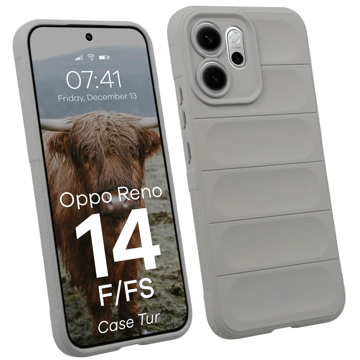 Robuste Handyhülle für Oppo Reno 14 F / 14 FS, Bizon Case Tur, Hellgrau