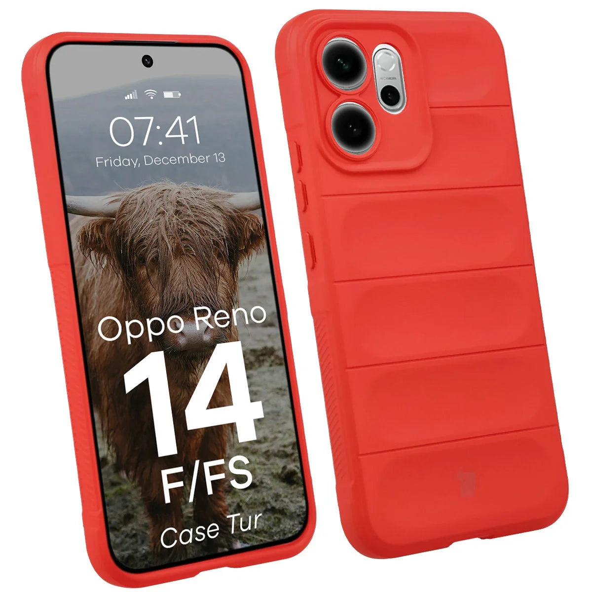 Robuste Handyhülle für Oppo Reno 14 F / 14 FS, Bizon Case Tur, Rot
