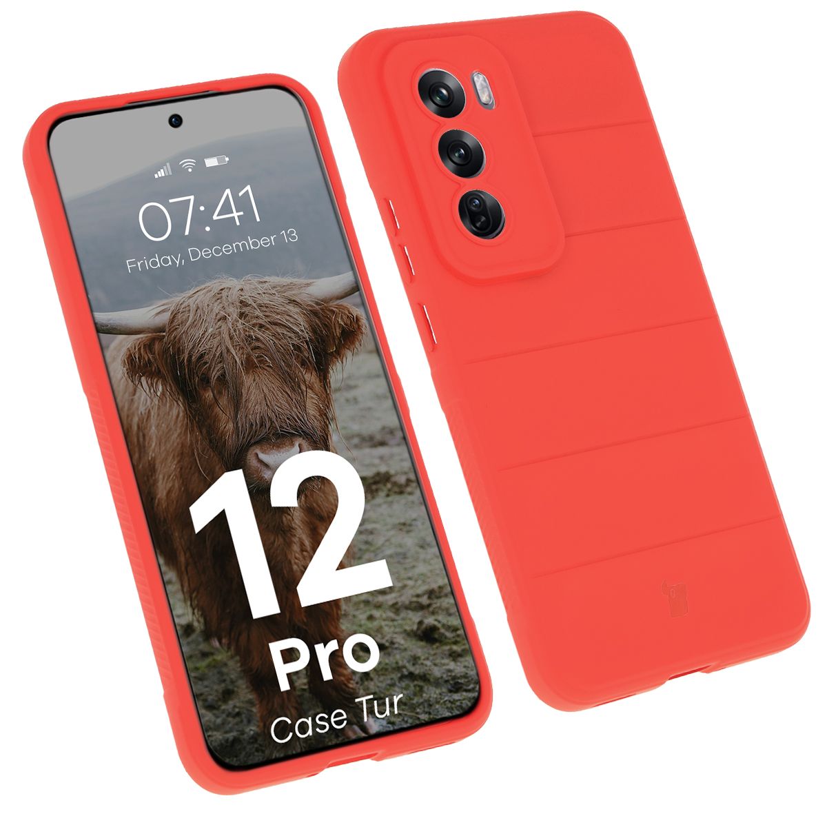 Robuste Handyhülle für Oppo Reno 12 Pro, Bizon Case Tur, Rot