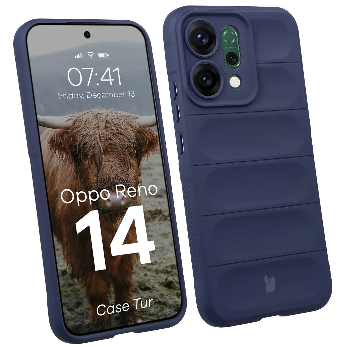Robuste Handyhülle für Oppo Reno 14, Bizon Case Tur, Dunkelblau