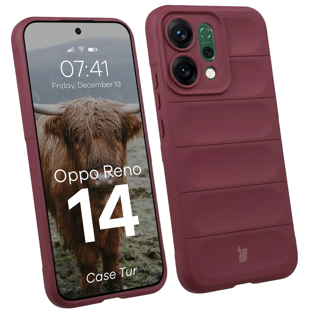 Robuste Handyhülle für Oppo Reno 14, Bizon Case Tur, Burgunderrot