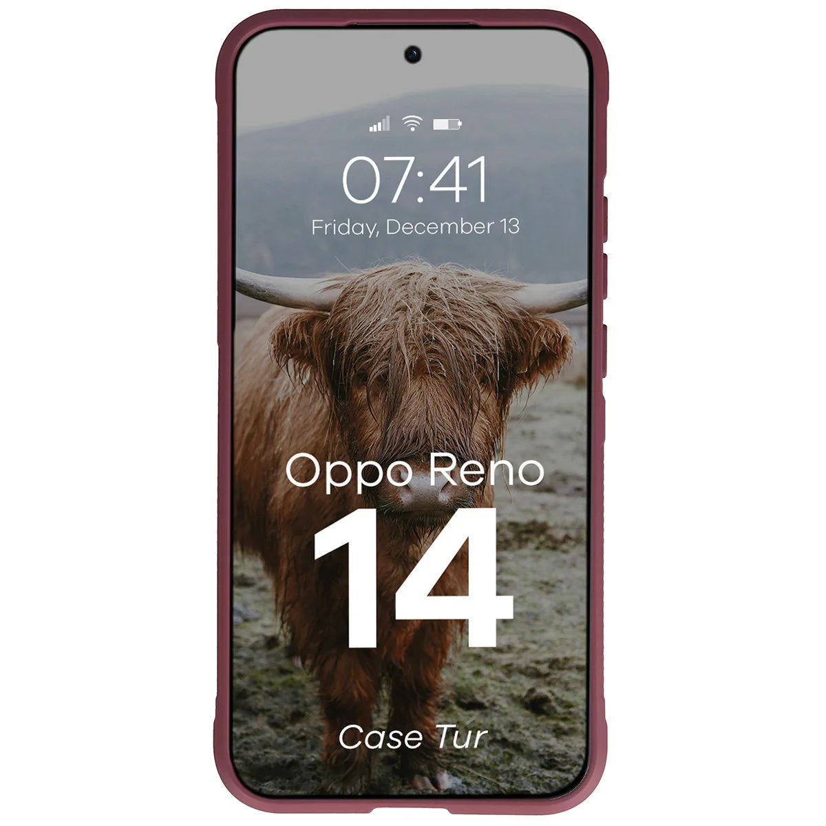 Robuste Handyhülle für Oppo Reno 14, Bizon Case Tur, Burgunderrot