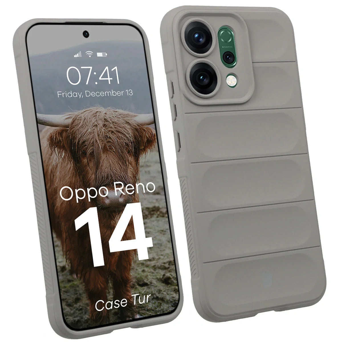 Robuste Handyhülle für Oppo Reno 14, Bizon Case Tur, Hellgrau
