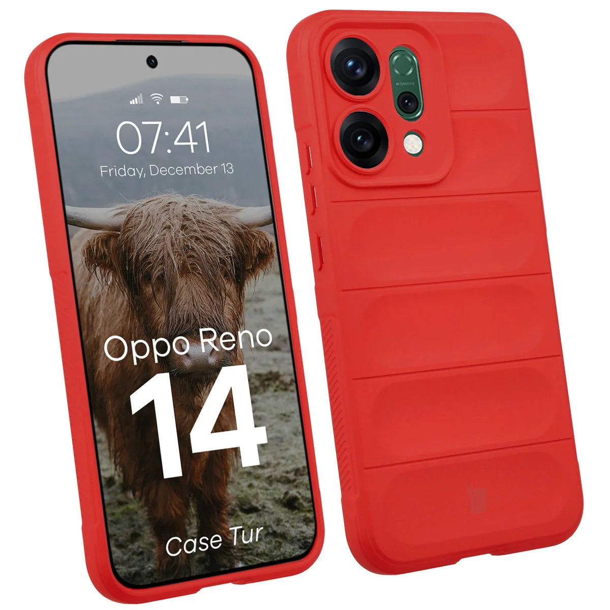 Robuste Handyhülle für Oppo Reno 14, Bizon Case Tur, Rot