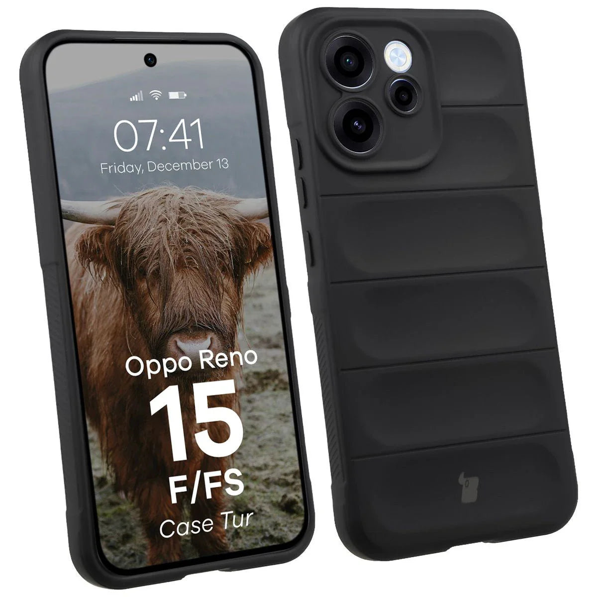 Robuste Handyhülle für Oppo Reno 15 F / FS, Bizon Case Tur, Schwarz