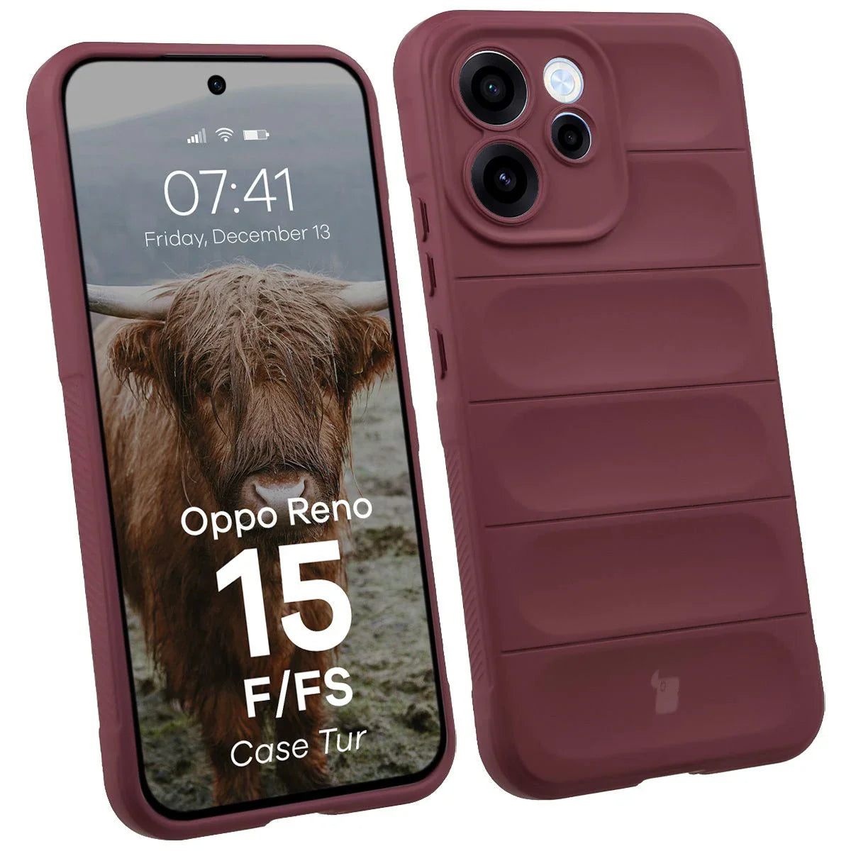 Robuste Handyhülle für Oppo Reno 15 F / FS, Bizon Case Tur, Burgunderrot