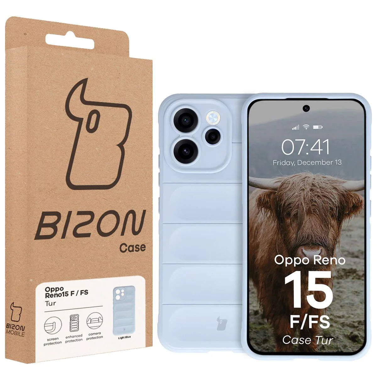 Robuste Handyhülle für Oppo Reno 15 F / FS, Bizon Case Tur, Hellblau