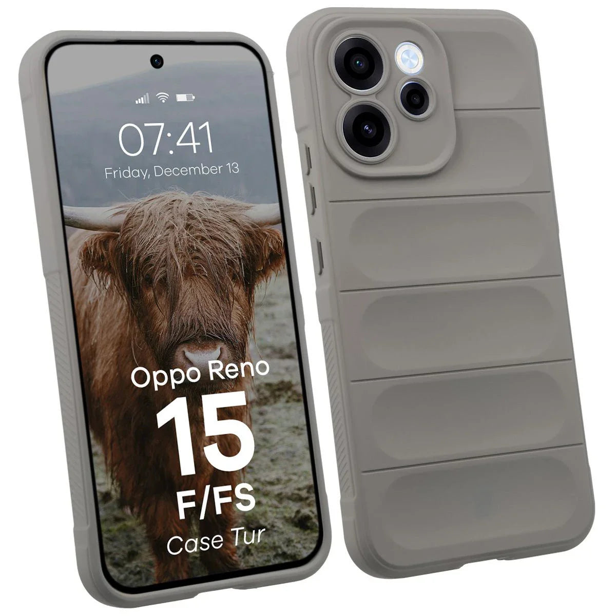 Robuste Handyhülle für Oppo Reno 15 F / FS, Bizon Case Tur, Hellgrau