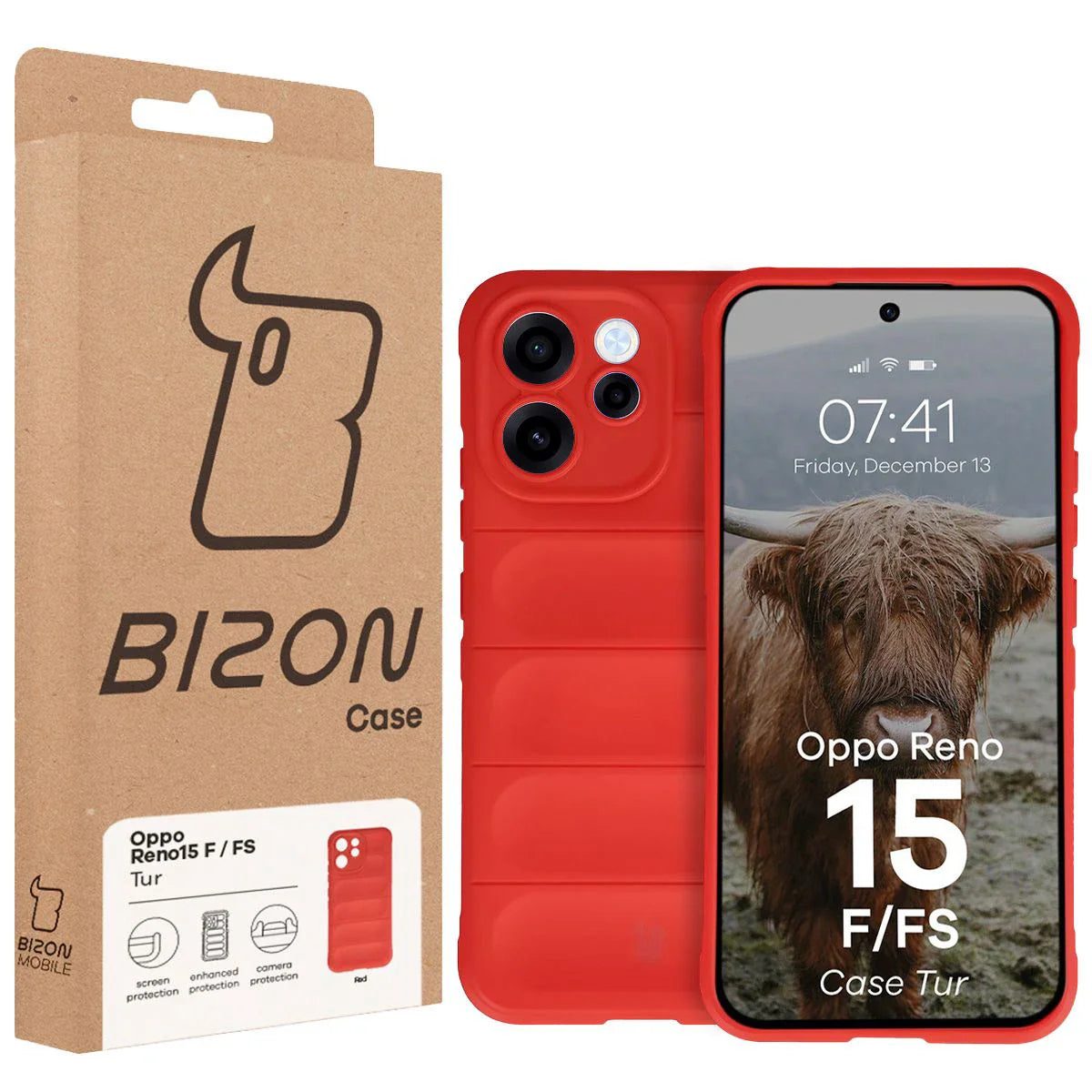 Robuste Handyhülle für Oppo Reno 15 F / FS, Bizon Case Tur, Rot