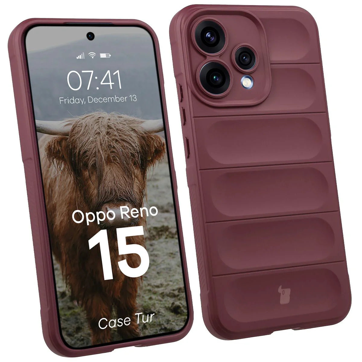 Robuste Handyhülle für Oppo Reno 15, Bizon Case Tur, Burgunderrot