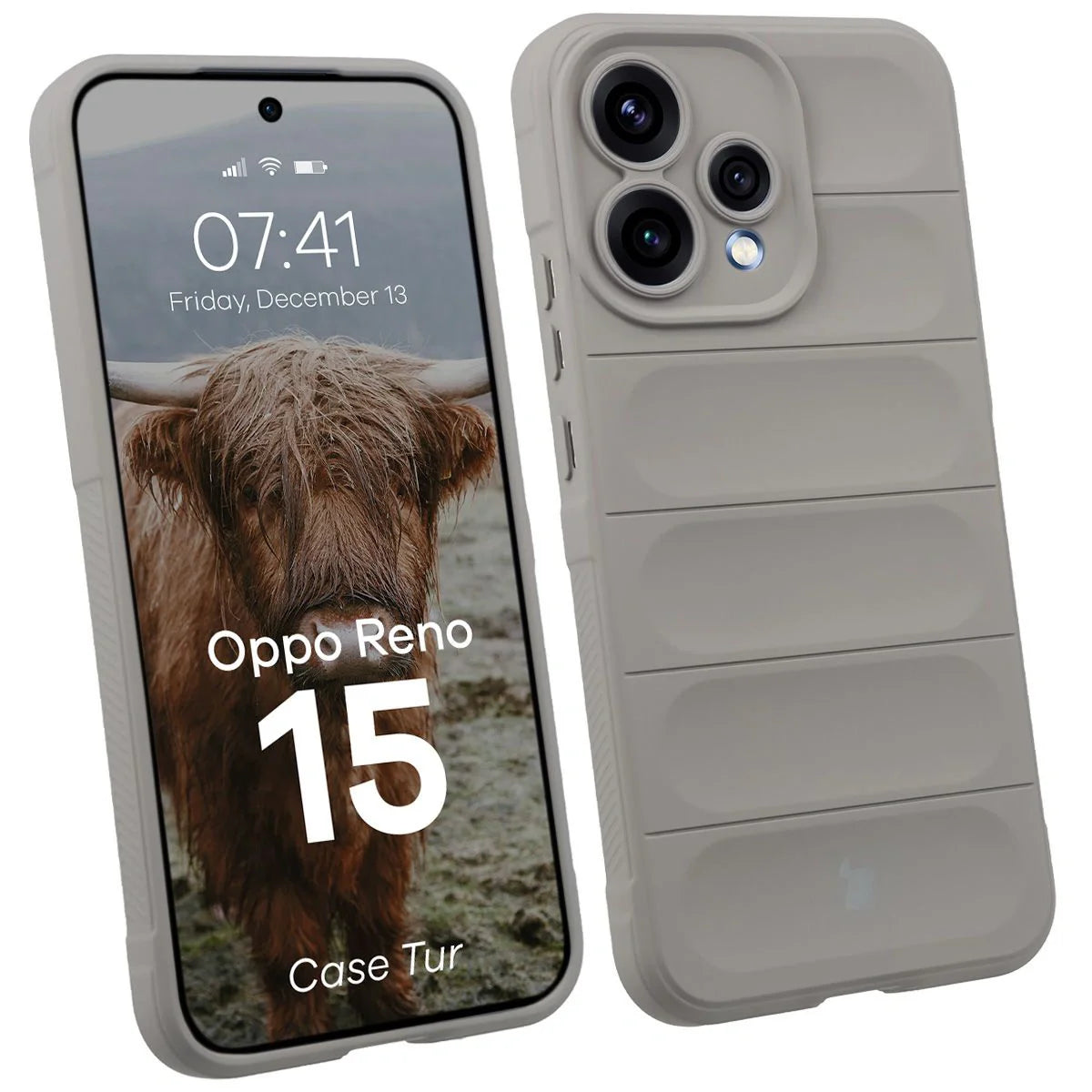Robuste Handyhülle für Oppo Reno 15, Bizon Case Tur, Hellgrau