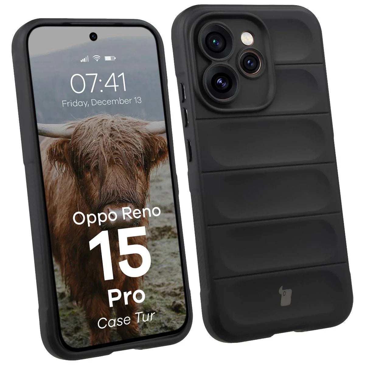 Robuste Handyhülle für Oppo Reno 15 Pro, Bizon Case Tur, Schwarz