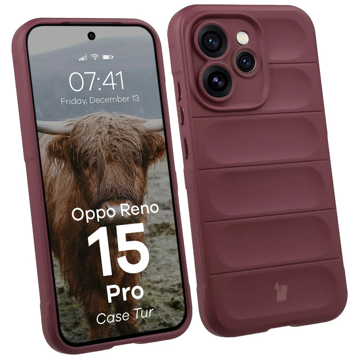 Robuste Handyhülle für Oppo Reno 15 Pro, Bizon Case Tur, Burgunderrot