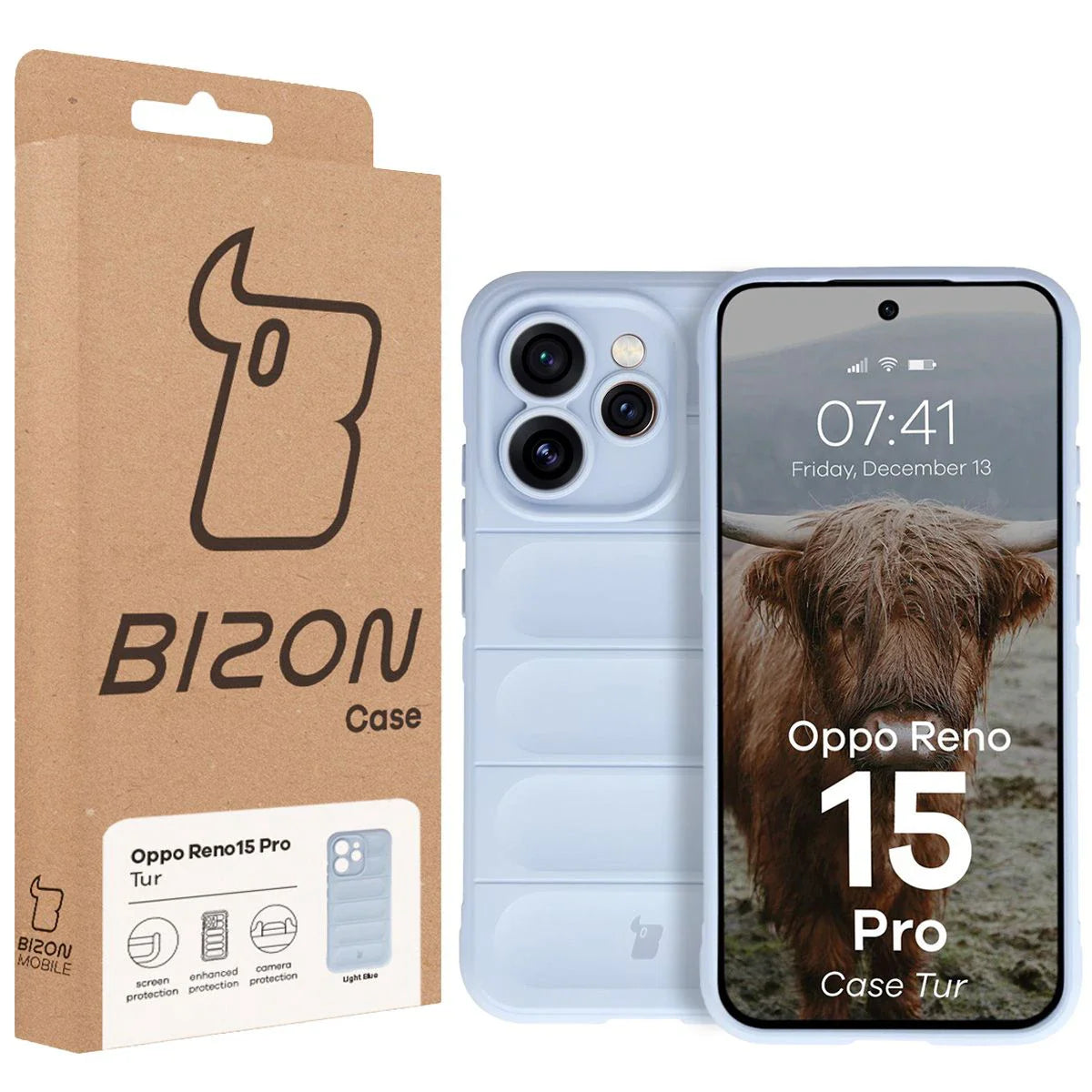 Robuste Handyhülle für Oppo Reno 15 Pro, Bizon Case Tur, Hellblau