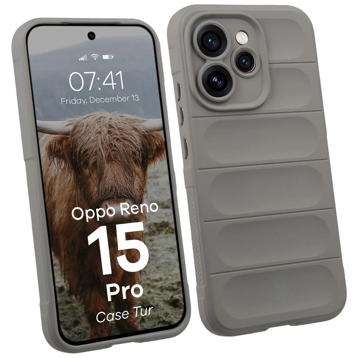 Robuste Handyhülle für Oppo Reno 15 Pro, Bizon Case Tur, Hellgrau