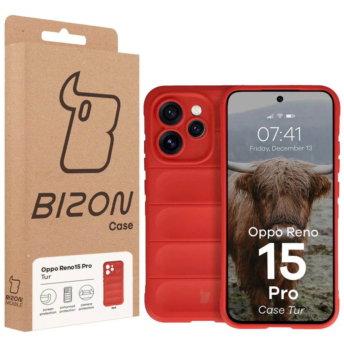Robuste Handyhülle für Oppo Reno 15 Pro, Bizon Case Tur, Rot