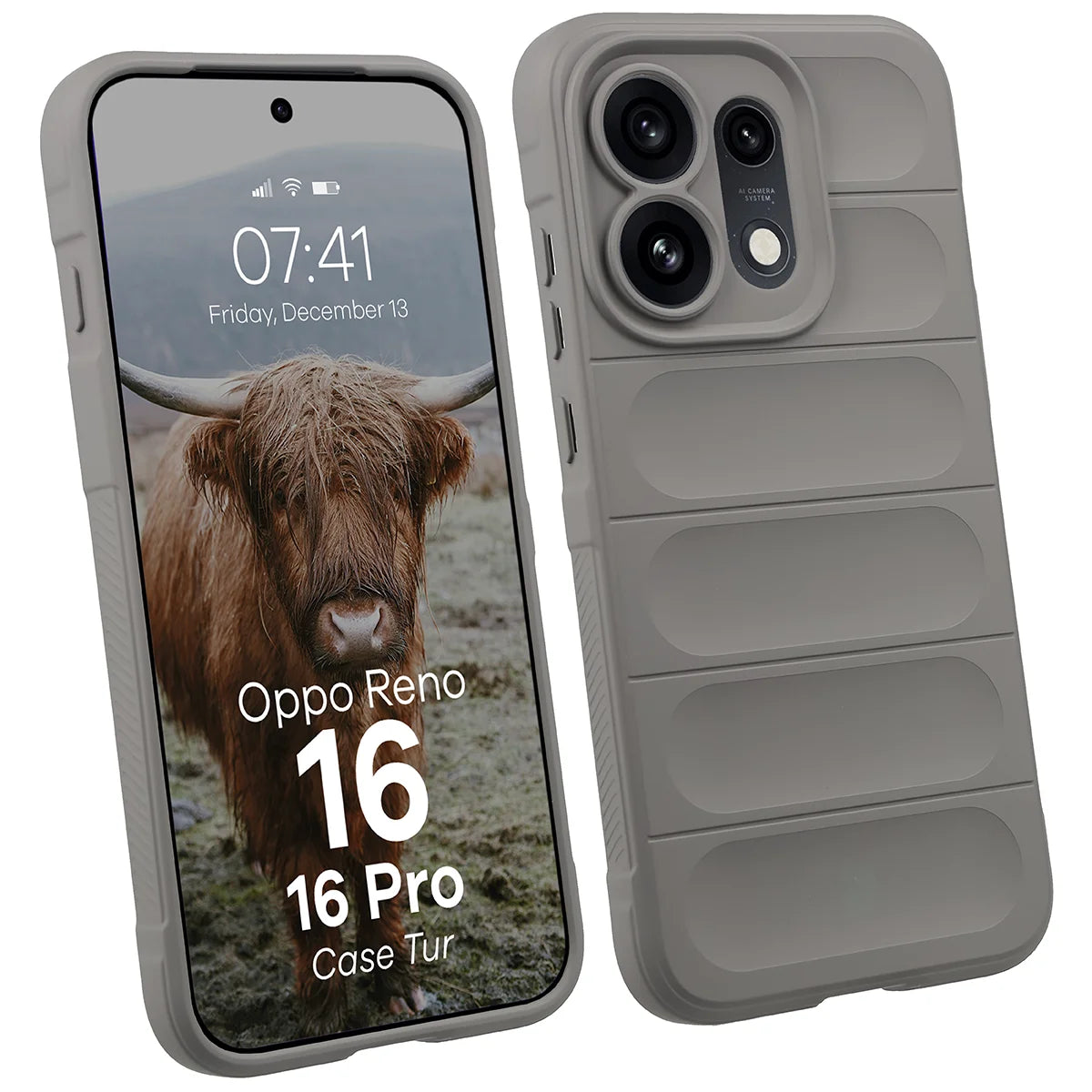 Robuste Handyhülle für Oppo Reno16 / Reno16 Pro 5G, Bizon Case Tur, Hellgrau