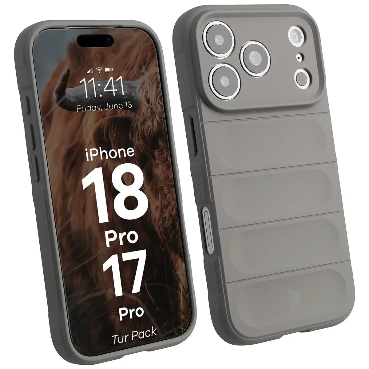 Robuste Handyhülle + gehärtetem Glas für iPhone 18 Pro / 17 Pro, Bizon Tur Pack, Hellgrau (3/10)