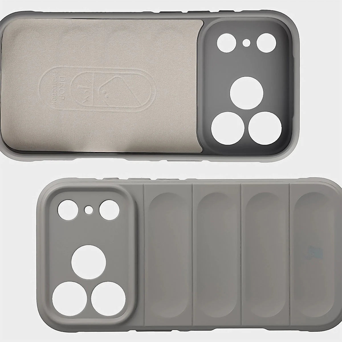Robuste Handyhülle + gehärtetem Glas für iPhone 18 Pro / 17 Pro, Bizon Tur Pack, Hellgrau (7/10)