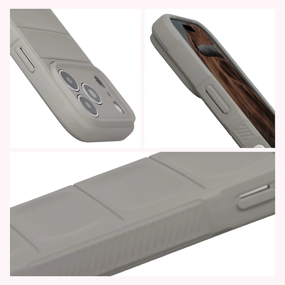 Robuste Handyhülle + gehärtetem Glas für iPhone 18 Pro / 17 Pro, Bizon Tur Pack, Hellgrau (8/10)